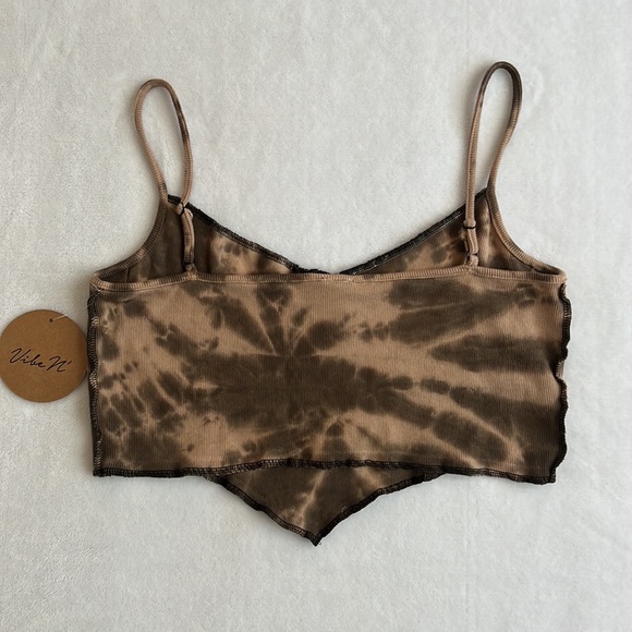 Vibe N' Brown & Tan Tie Dye Crop Tube Tank Top NWT - Picture 4 of 7